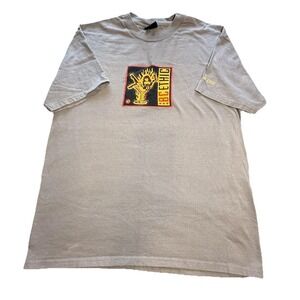 Vintage BC Ethic Graphic T Shirt Gray Pin Up Girl Martini Graphic Large Cotton
